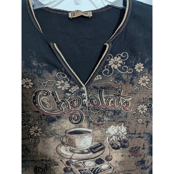 y2k Blue Canyon Brown Rhinestone Chocolate Top Large G1 Grunge Whimsigoth Fairy - Picture 3 of 6